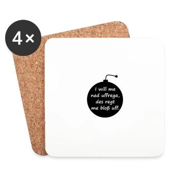 Explode with serenity - Swabian saying - Coasters (set of 4) - white - Front