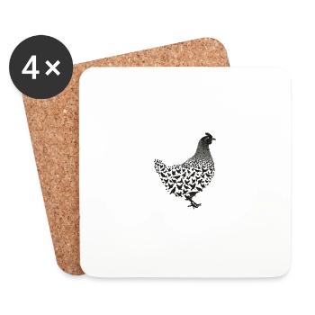 silhouettes made from chickens and chicks - Coasters (set of 4) - white - Front