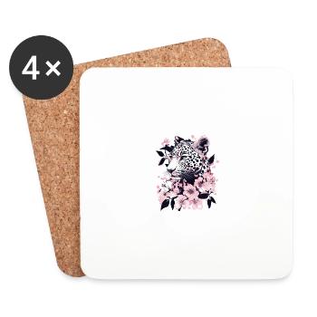 Panthère fleuris ! - Dessous de verre (lot de 4) - blanc - Devant