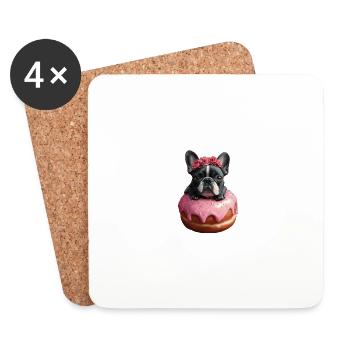 Donuts Bulldog - Dessous de verre (lot de 4) - blanc - Devant