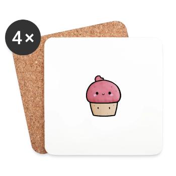 Niedlicher süßer Cupcake kawaii - Untersetzer (4er-Set) - Weiß - Vorne