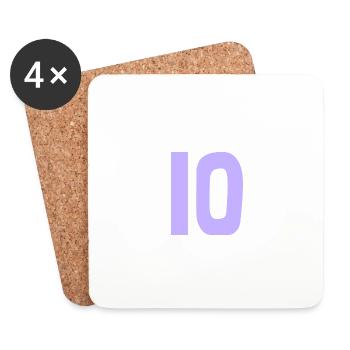 10. 10 ANS. 10e ANNIVERSAIRE. ANNIVERSAIRE 10 ANS. - Dessous de verre (lot de 4) - blanc - Devant