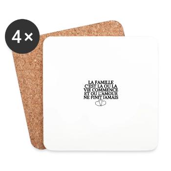 LA FAMILLE C'EST LA OU LA VIE COMMENCE - Dessous de verre (lot de 4) - blanc - Devant