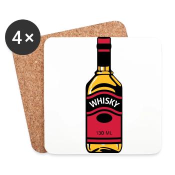 Whisky-Flasche - Untersetzer (4er-Set) - Weiß - Vorne