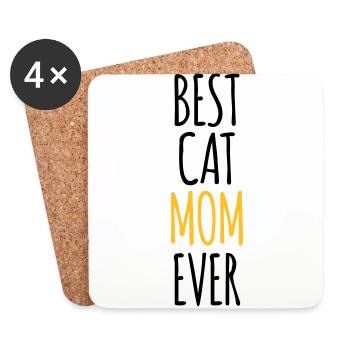 Cat Maman T-shirt maman cadeau de la fête des mères - Dessous de verre (lot de 4) - blanc - Devant