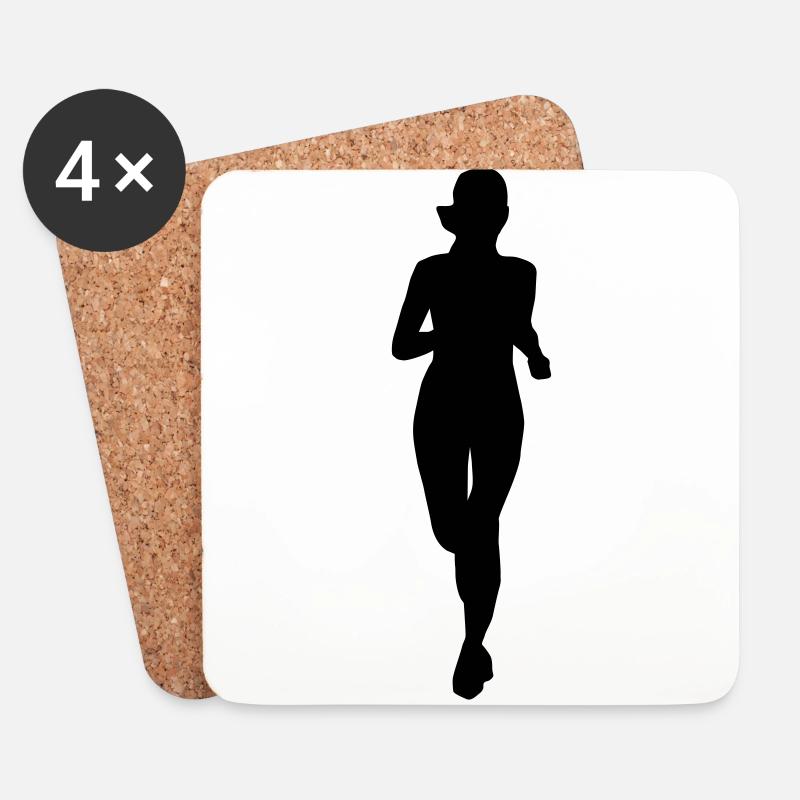Läuferin, laufen - Untersetzer (4er-Set) - Weiß