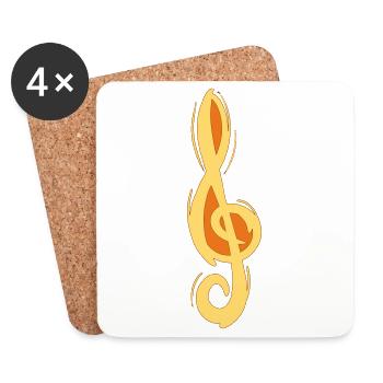 Touche de violon en sol, dessinée à la main. Musicien - Dessous de verre (lot de 4) - blanc - Devant