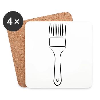 Painter Brush Drawing - Coasters (set of 4) - white - Front