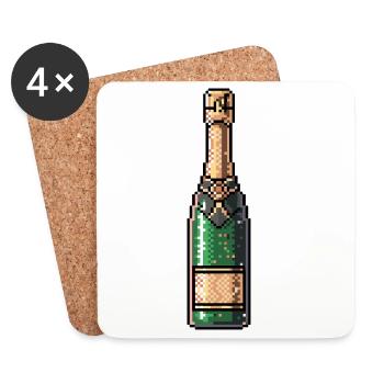 PixelChampagne Flasche Retro - Dessous de verre (lot de 4) - blanc - Devant