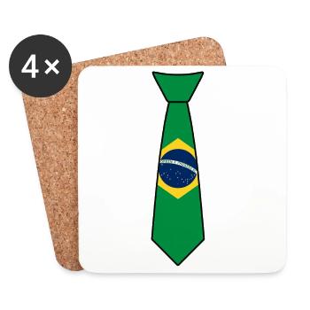 Cravate Brésil – Drapeau - Dessous de verre (lot de 4) - blanc - Devant