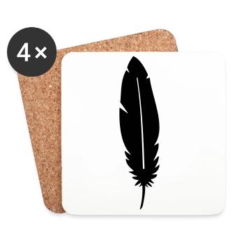 Silhouette de plumes - Dessous de verre (lot de 4) - blanc - Devant
