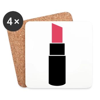 Rouge à lèvres - Dessous de verre (lot de 4) - blanc - Devant