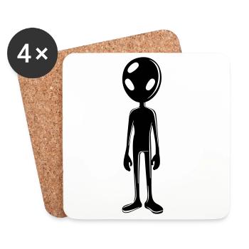 Alien Außerirdischer - Untersetzer (4er-Set) - Weiß - Vorne