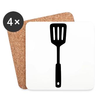 Grill Turner BBQ Grillmeister Food Truck Logo - Coasters (set of 4) - white - Front