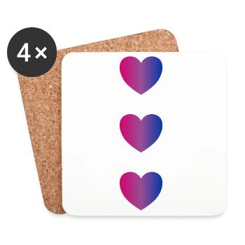 Bi Flag Herzen - Untersetzer (4er-Set) - Weiß - Vorne