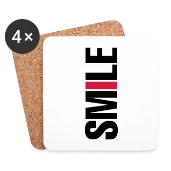 ★ Designfarben änderbar ★ Smile vertikal - Untersetzer (4er-Set) - Weiß - Vorne