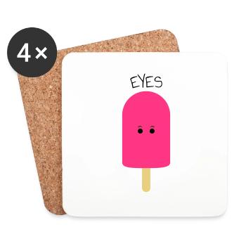 Eyes / ice cream on style / ice cream / sun summer shirt - Coasters (set of 4) - white - Front