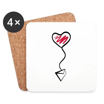 valentine mail - Coasters (set of 4) - white - Front