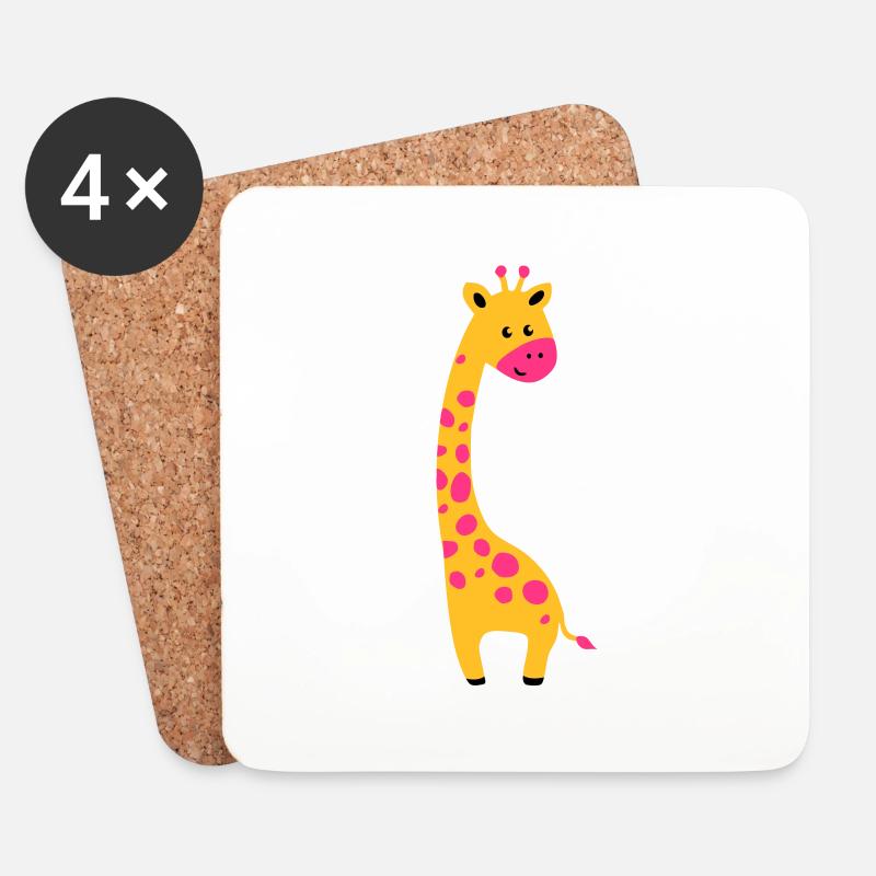 cute giraffe - Coasters (set of 4) - white