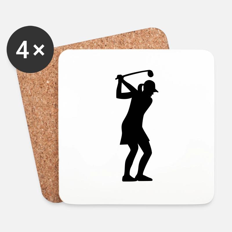 Golf Frau - Untersetzer (4er-Set) - Weiß