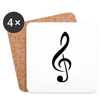 g treble clef classical music score - Coasters (set of 4) - white - Front