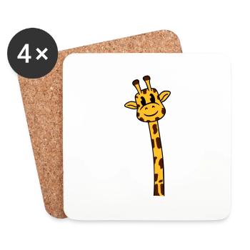 Drôle Long Cou Girafe Cool Animaux mignons - Dessous de verre (lot de 4) - blanc - Devant