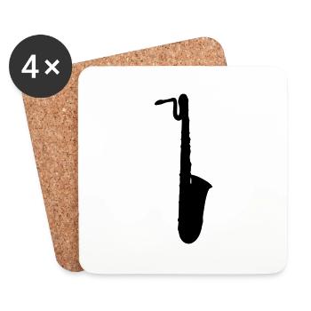 drawing, saxophone baritone sax - Coasters (set of 4) - white - Front