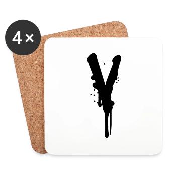V graffiti drops Farbklex spray - Coasters (set of 4) - white - Front