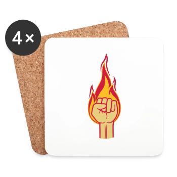 feuer flamme brennen heiss faust revolution hand s - Untersetzer (4er-Set) - Weiß - Vorne