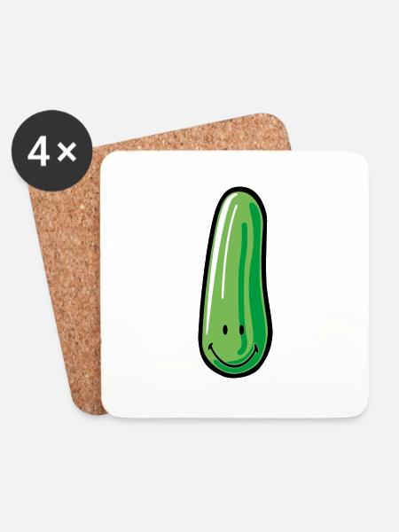 Smiley Cucumber - Untersetzer (4er-Set) - Weiß
