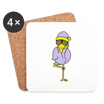 flamingo santa claus - Coasters (set of 4) - white - Front