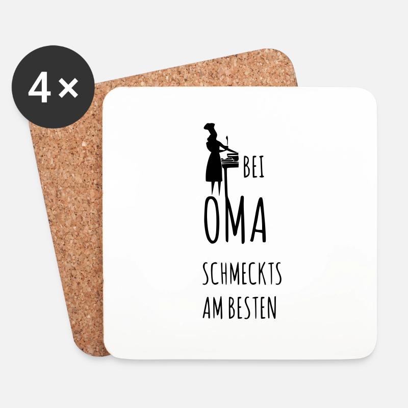 Bei Oma schmeckts am besten - Untersetzer (4er-Set) - Weiß