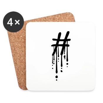 Hashtag Graffiti Drop - Dessous de verre (lot de 4) - blanc - Devant