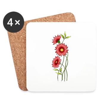 Blumen - Untersetzer (4er-Set) - Weiß - Vorne