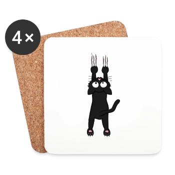 Schwarze Katze (neu) - Untersetzer (4er-Set) - Weiß - Vorne