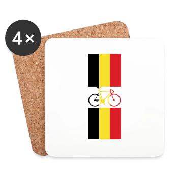 Drapeau de cycliste belge cycliste vélo belgique - Dessous de verre (lot de 4) - blanc - Devant