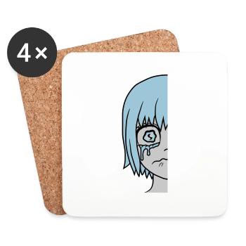 Half sad girl face - Coasters (set of 4) - white - Front