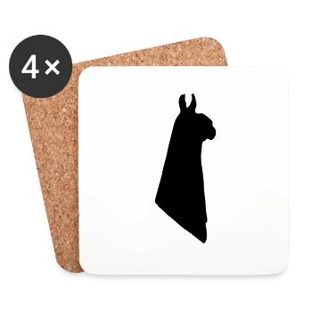 Lama Alpaca Silhouette Origami Gift - Coasters (set of 4) - white - Front