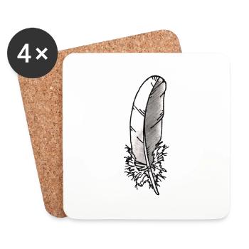 Petite plume (pigeon ramier) - Dessous de verre (lot de 4) - blanc - Devant