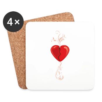 Broken heart - Coasters (set of 4) - white - Front