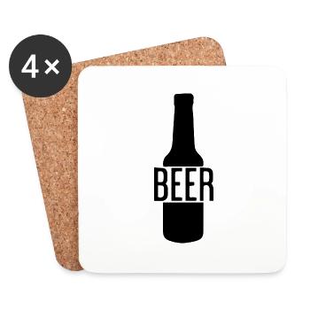 Beer Beer Wine Vino Party - Coasters (set of 4) - white - Front