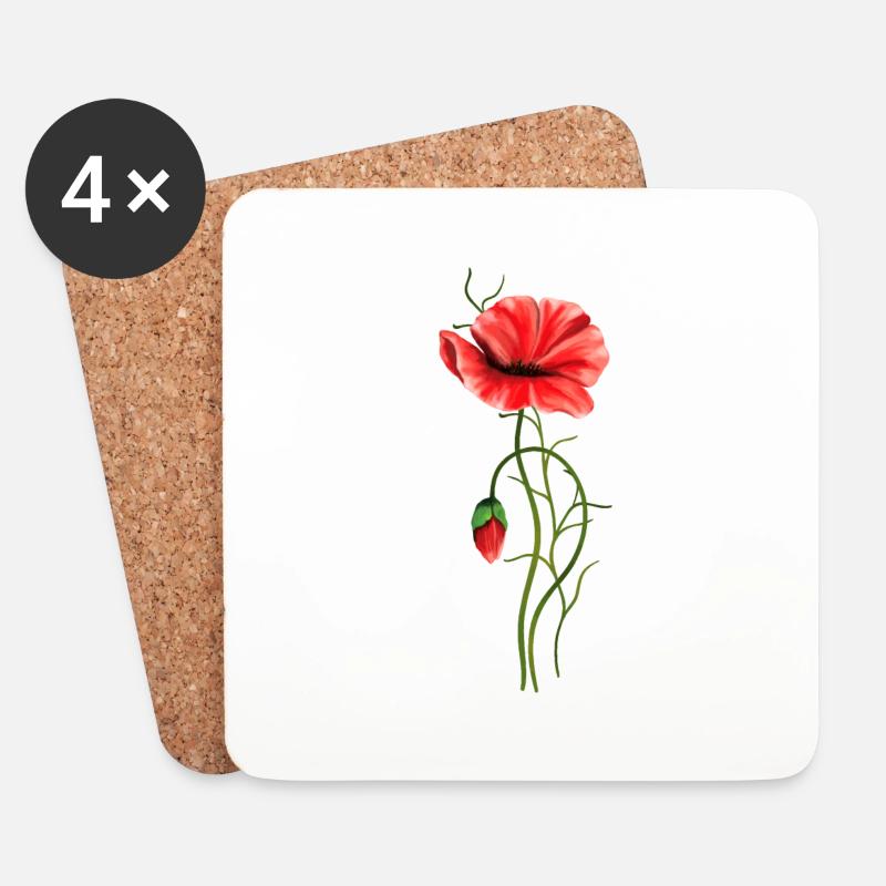 Blumen - Untersetzer (4er-Set) - Weiß