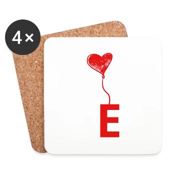 Buchstabe e Herz - Untersetzer (4er-Set) - Weiß - Vorne