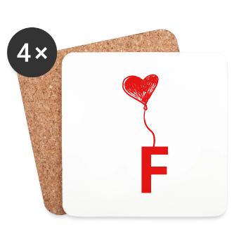 Buchstabe f Herz - Untersetzer (4er-Set) - Weiß - Vorne