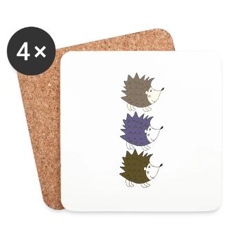 Hedgehog Triple - Coasters (set of 4) - white - Front
