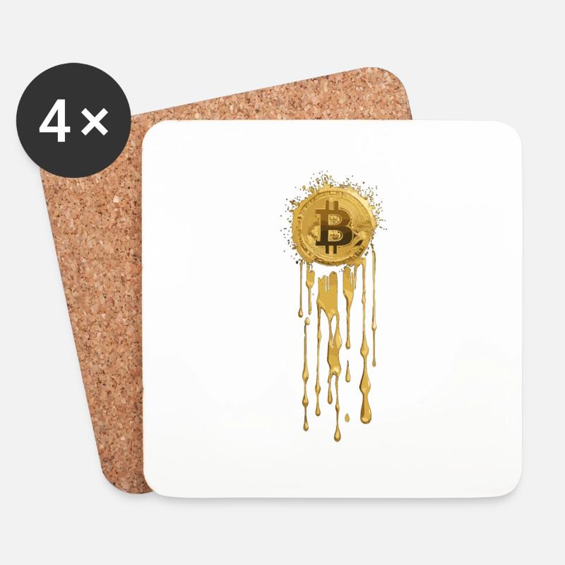 Gold Bitcoin - Untersetzer (4er-Set) - Weiß