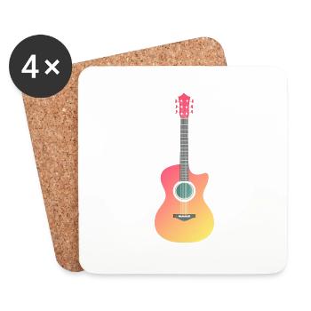art temporaire de conception vectorielle cool de guitare - Dessous de verre (lot de 4) - blanc - Devant