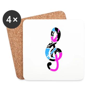 Music clef note melody music note sound - Coasters (set of 4) - white - Front