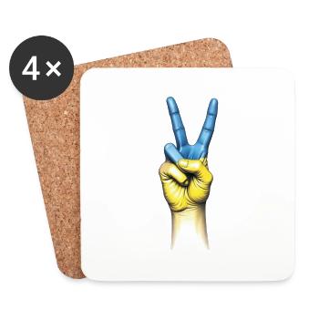Peace in Ukraine - peace sign - stop war- Frieden - Coasters (set of 4) - white - Front