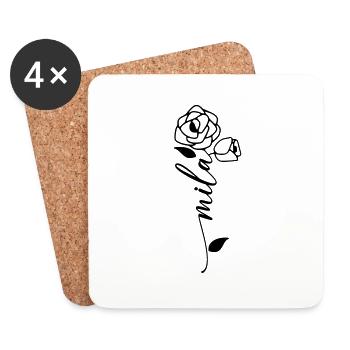 Mila Nom Prénom Nom Fleur - Dessous de verre (lot de 4) - blanc - Devant